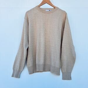 I Levrieri Men’s Italian Cashmere Silk Sweater Cream Beige Nude Tan Medium